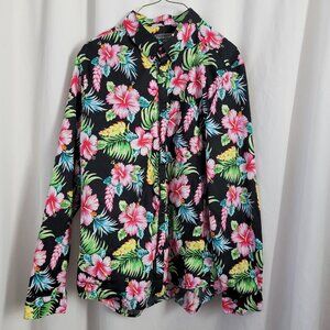 Paisley & Gray Shirt Slim Fit Button Down Hawaiian Floral XXL 19 Men's Tropical